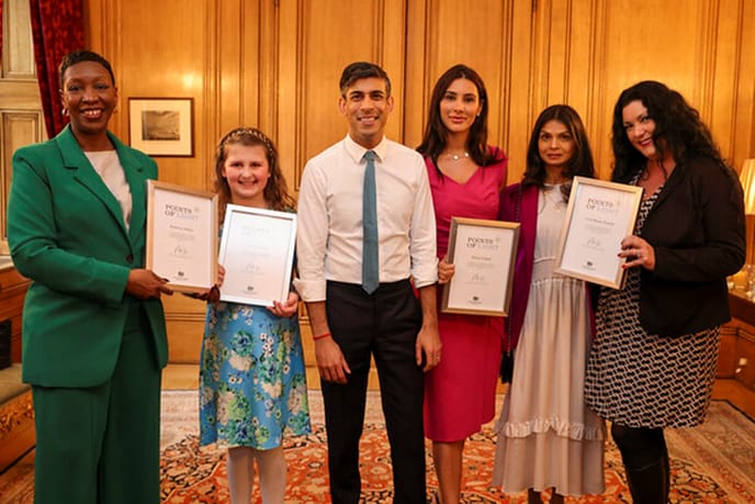Our Festival Director Lisa-Marie Tonelli was invited to 10 Downing Street to meet Prime Minister Rishi Sunak, his Wife and three other Points Of Light Award winners on International Women's Day.